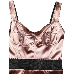 Pink Satin Sweetheart Sheath Corset Midi Dress