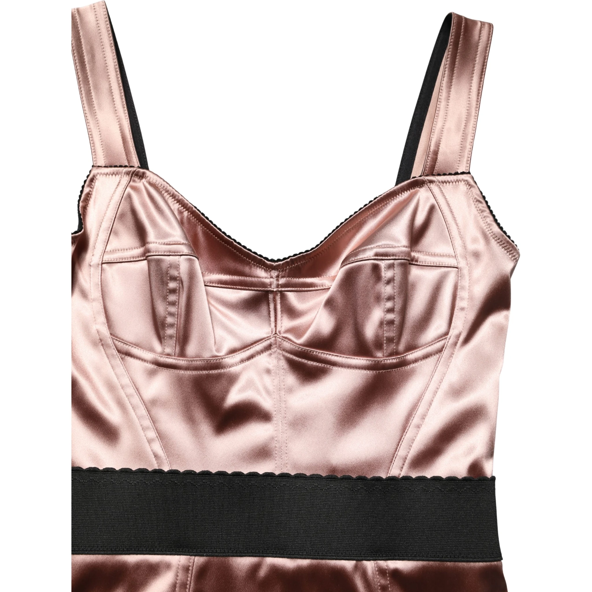 Pink Satin Sweetheart Sheath Corset Midi Dress