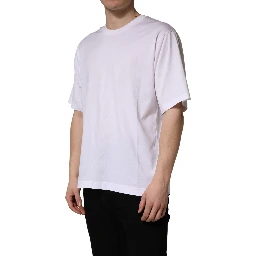 White Oversized Cotton Men Crew Neck T-shirt