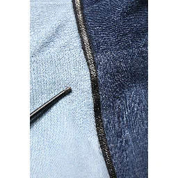 Blue Cotton Patchwork Denim Mini Sheath Dress