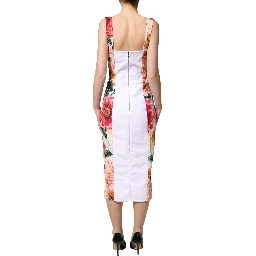 Multicolor Floral Print Viscose Sheath Dress