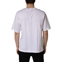 White Oversized Cotton Men Crew Neck T-shirt