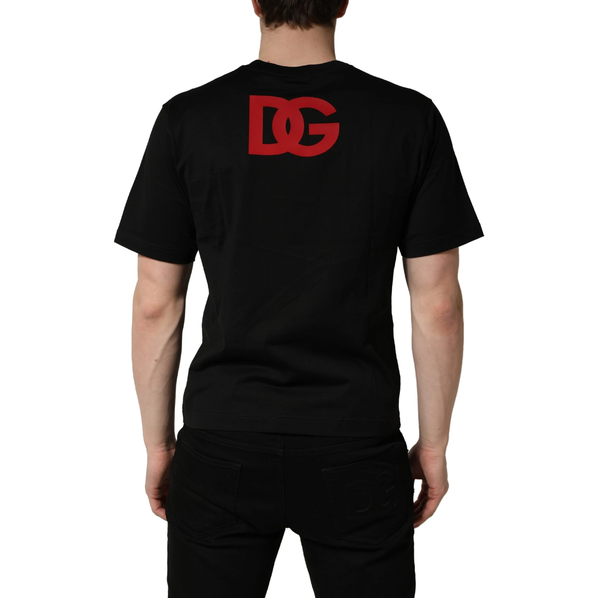 Black Cotton Jersey Logo Patch Crew Neck T-shirt