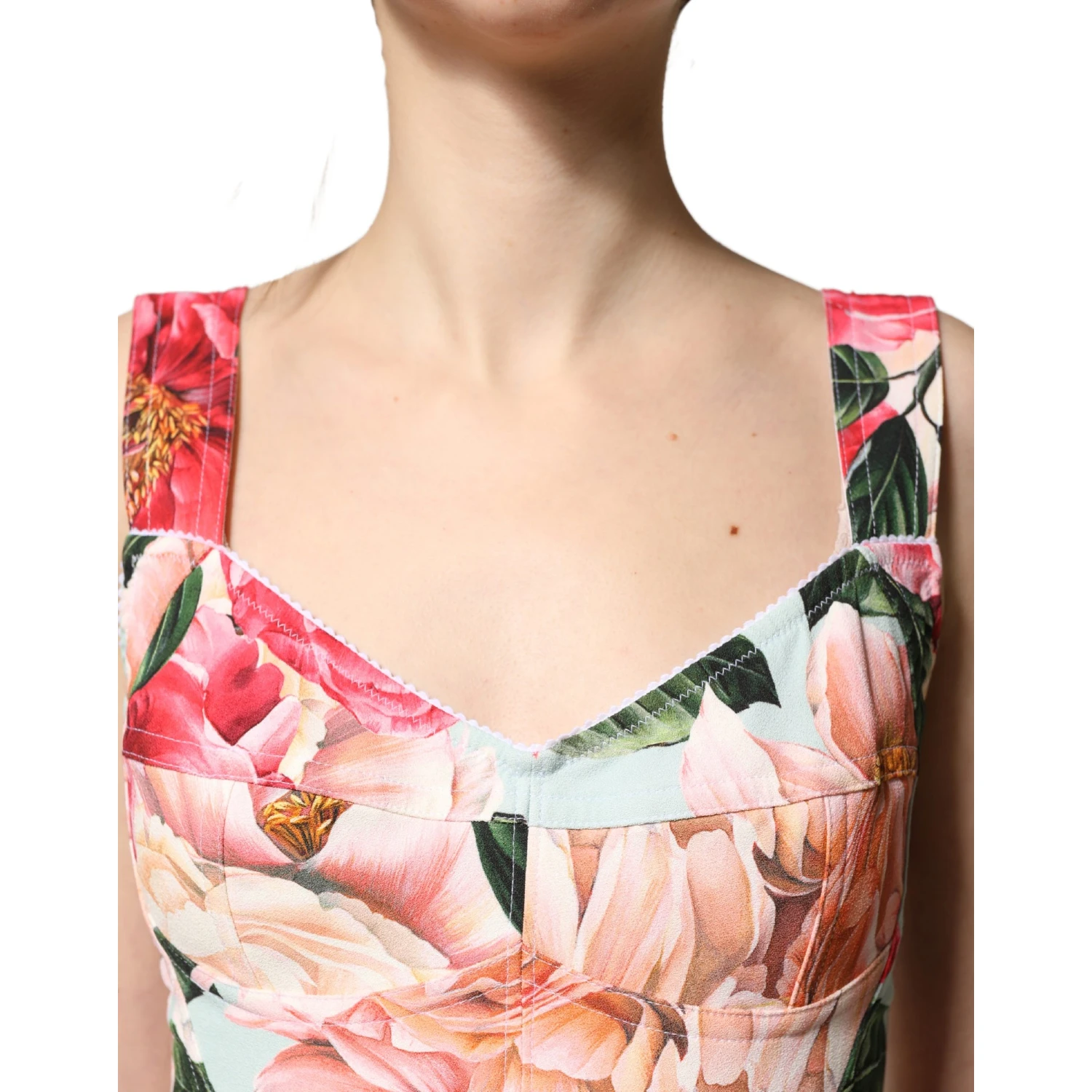 Multicolor Floral Print Viscose Sheath Dress