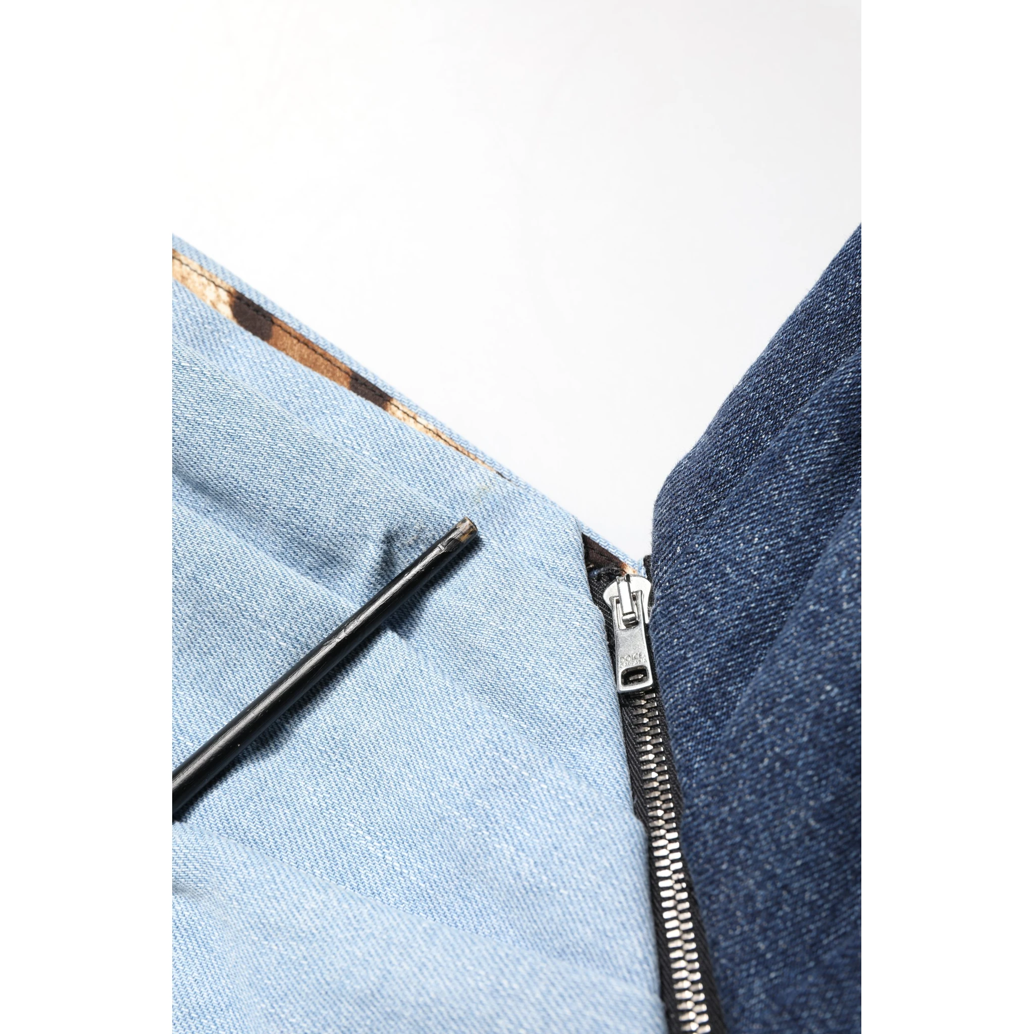 Blue Cotton Patchwork Denim Mini Sheath Dress