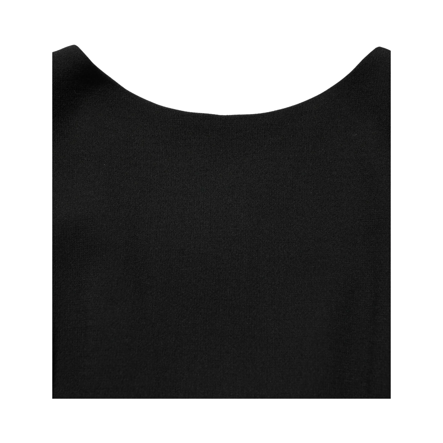 Black Wool Crepe Long Sleeves Midi Dress