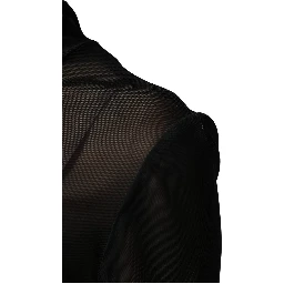 Black Nylon Sheer Turtleneck Jumpsuit Dress