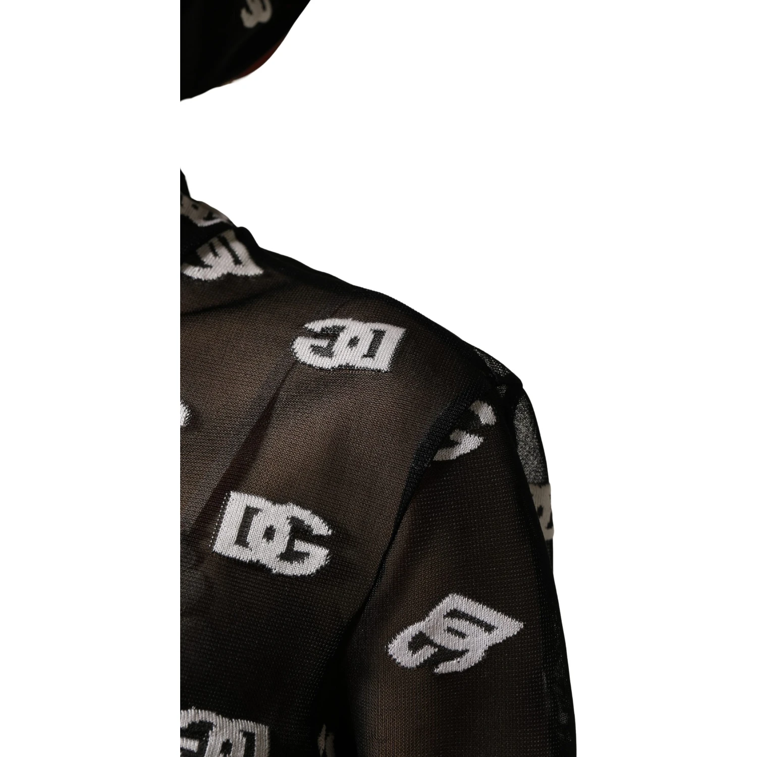 Black White Logo Print Hooded Jumpsuit Dress