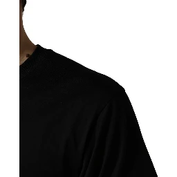 Black Cotton Jersey Logo Patch Crew Neck T-shirt