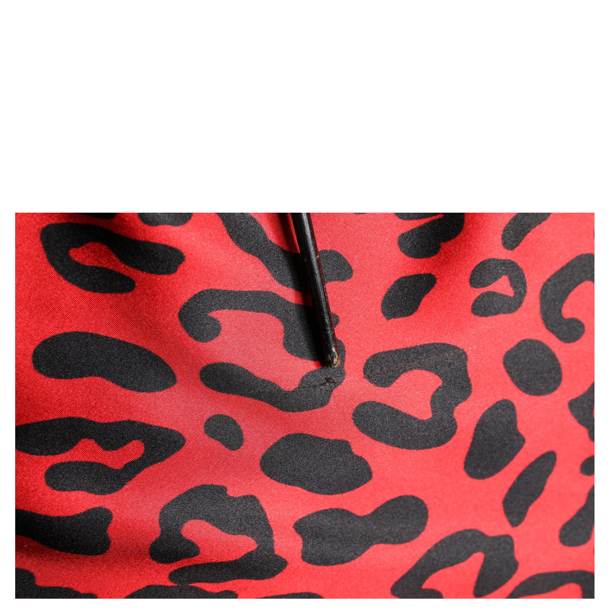 Red Leopard Print Silk Side Slit Maxi Dress