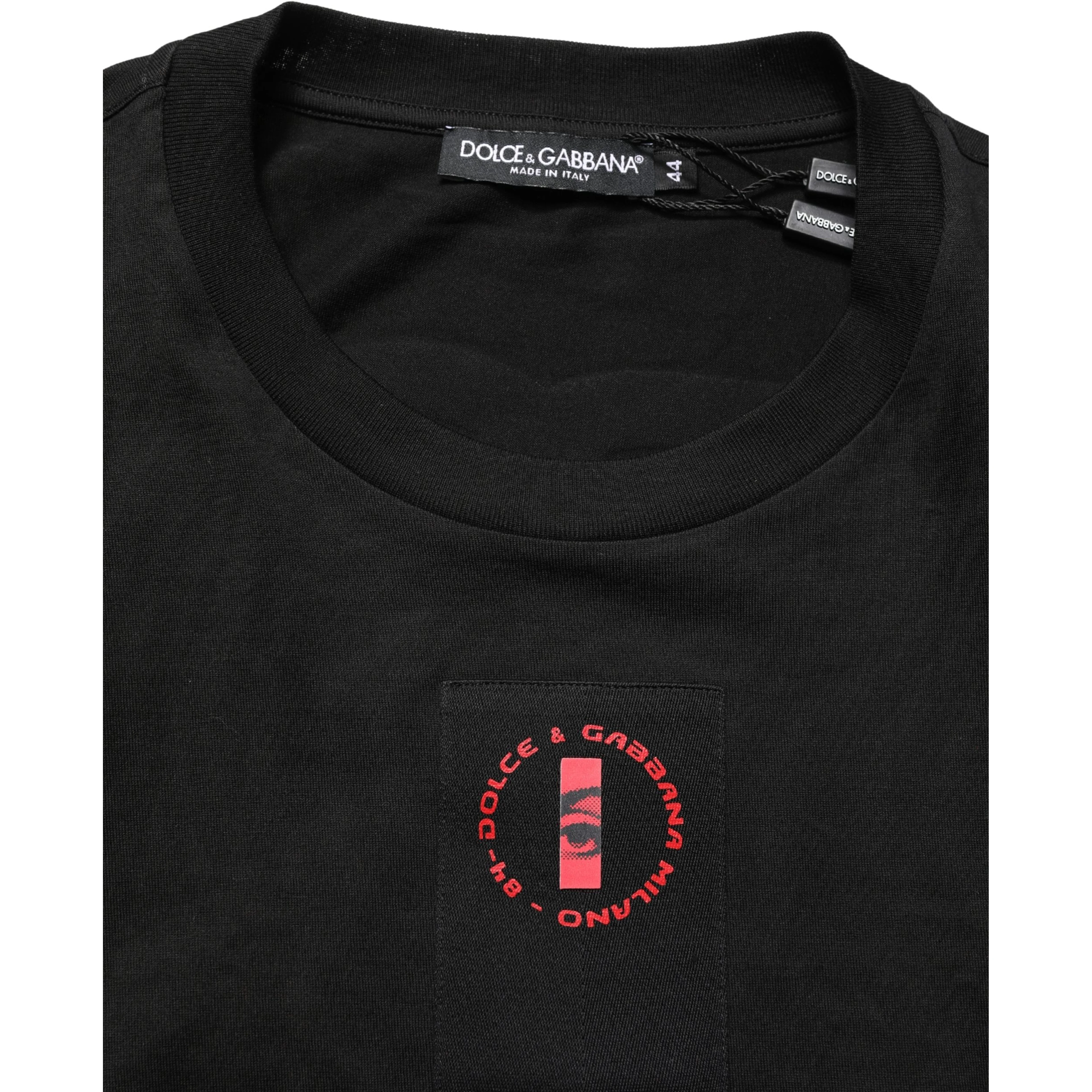 Black Cotton Jersey Logo Patch Crew Neck T-shirt