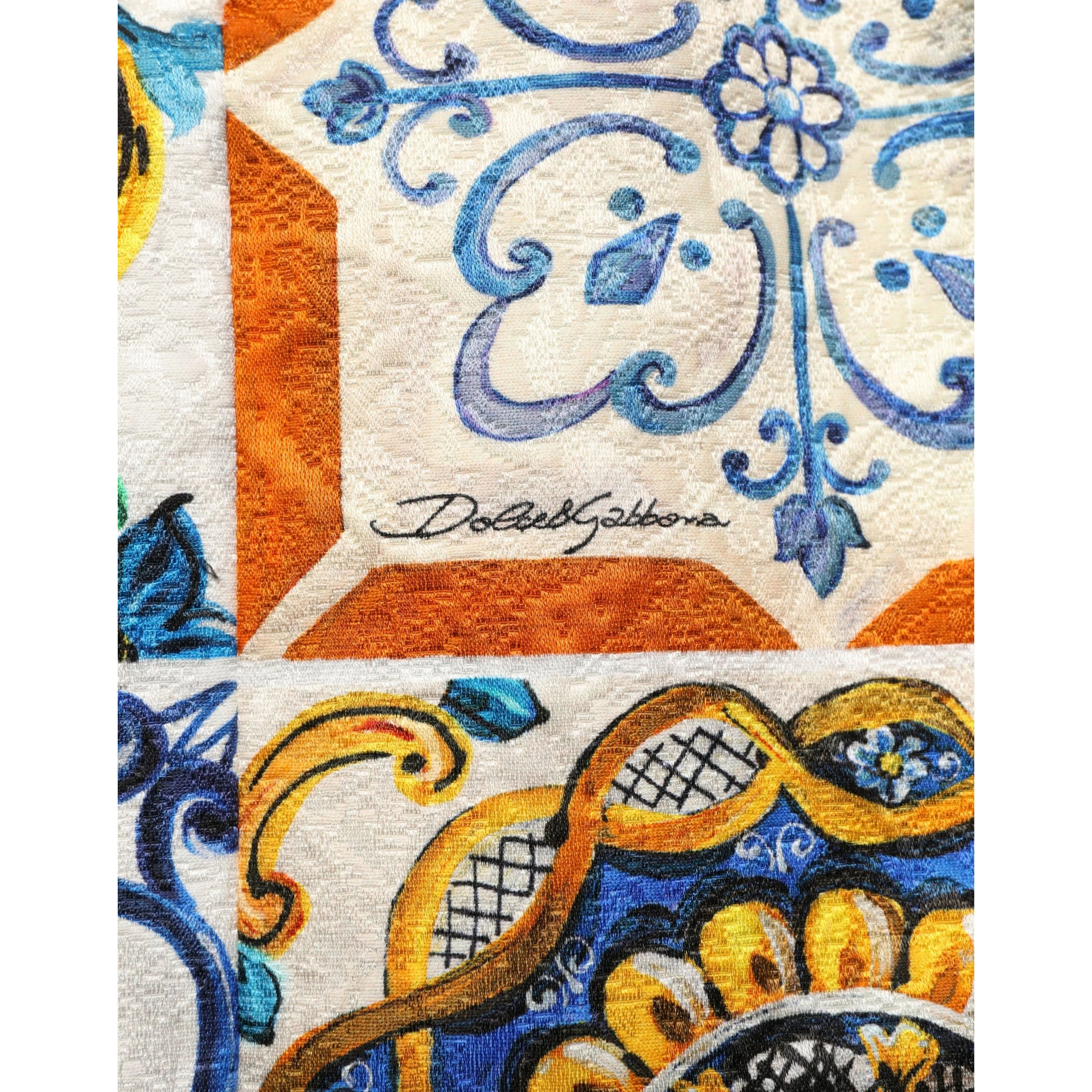 Multicolor Majolica Print Cotton Mini Dress