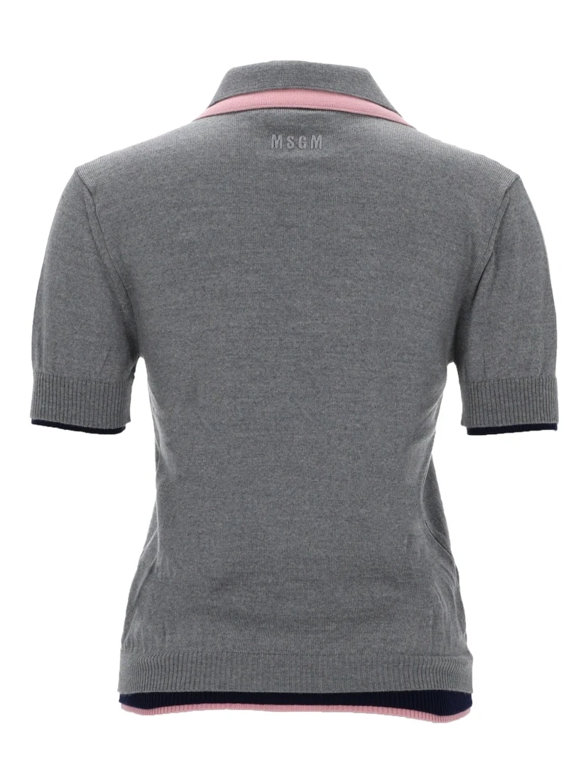 POLO IN LANA CON DOPPIO BORDO