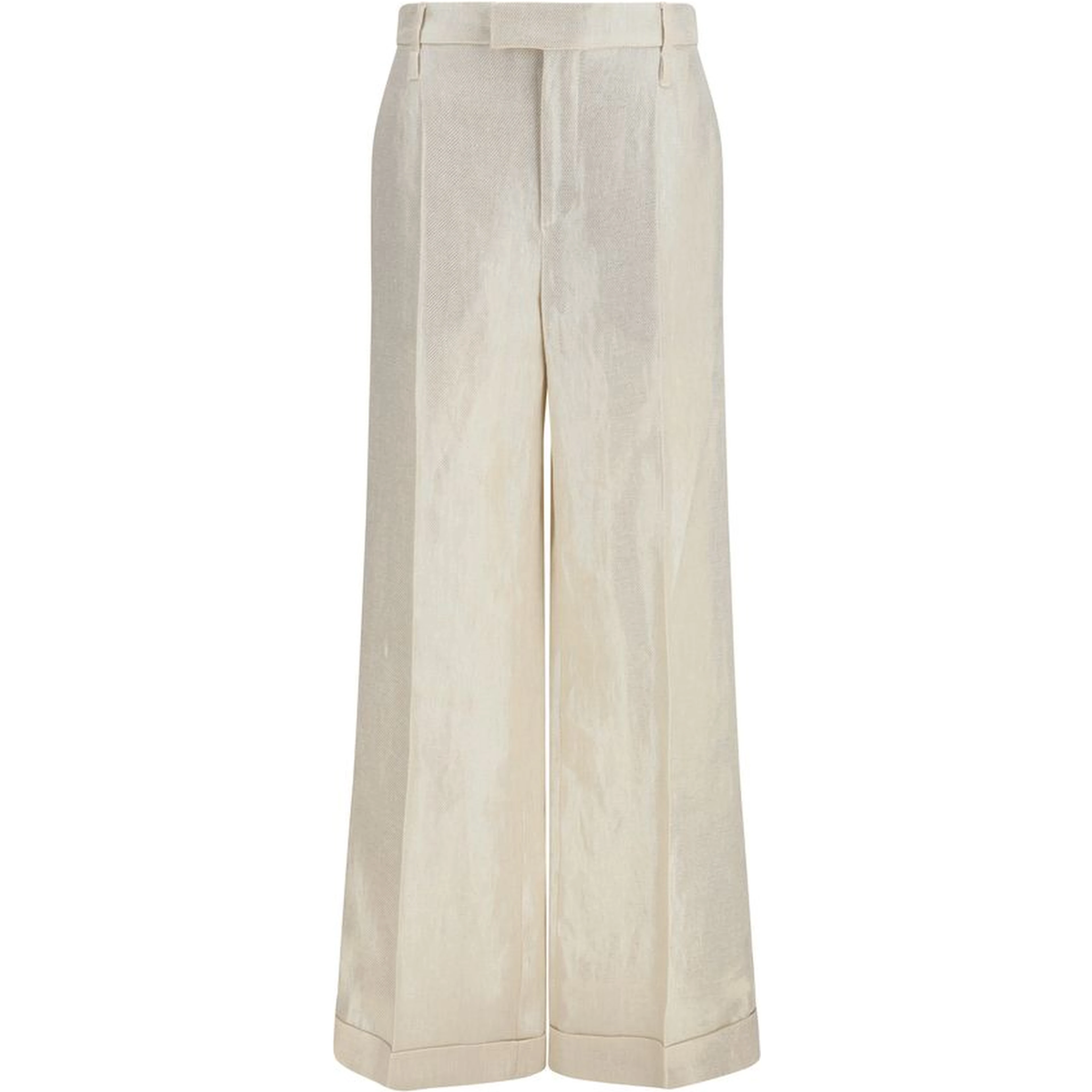 Beige Silk Casual Pants