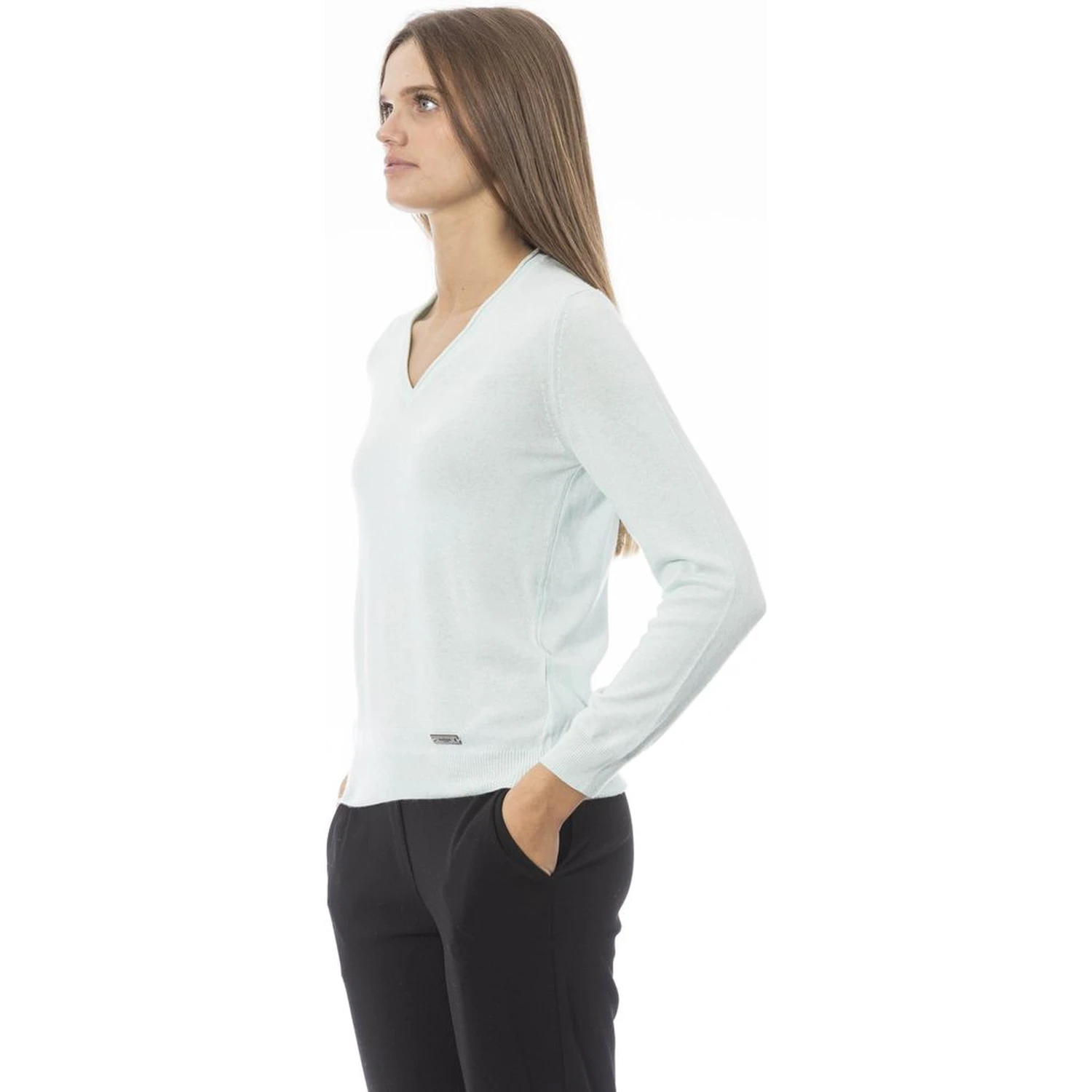 Light Blue Cashmere Women Sweater
