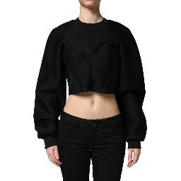 Black Cropped ZipperBack Sweatshirt Sweater