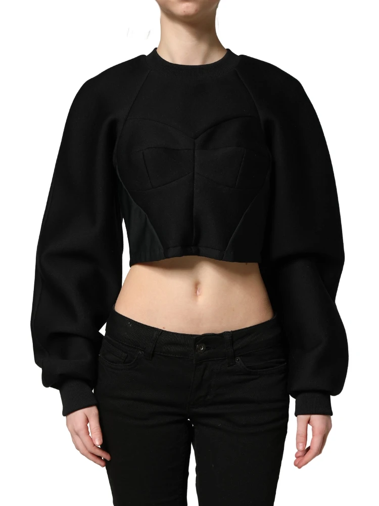 Black Cropped ZipperBack Sweatshirt Sweater alternative