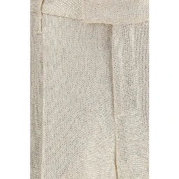 Beige Silk Casual Pants