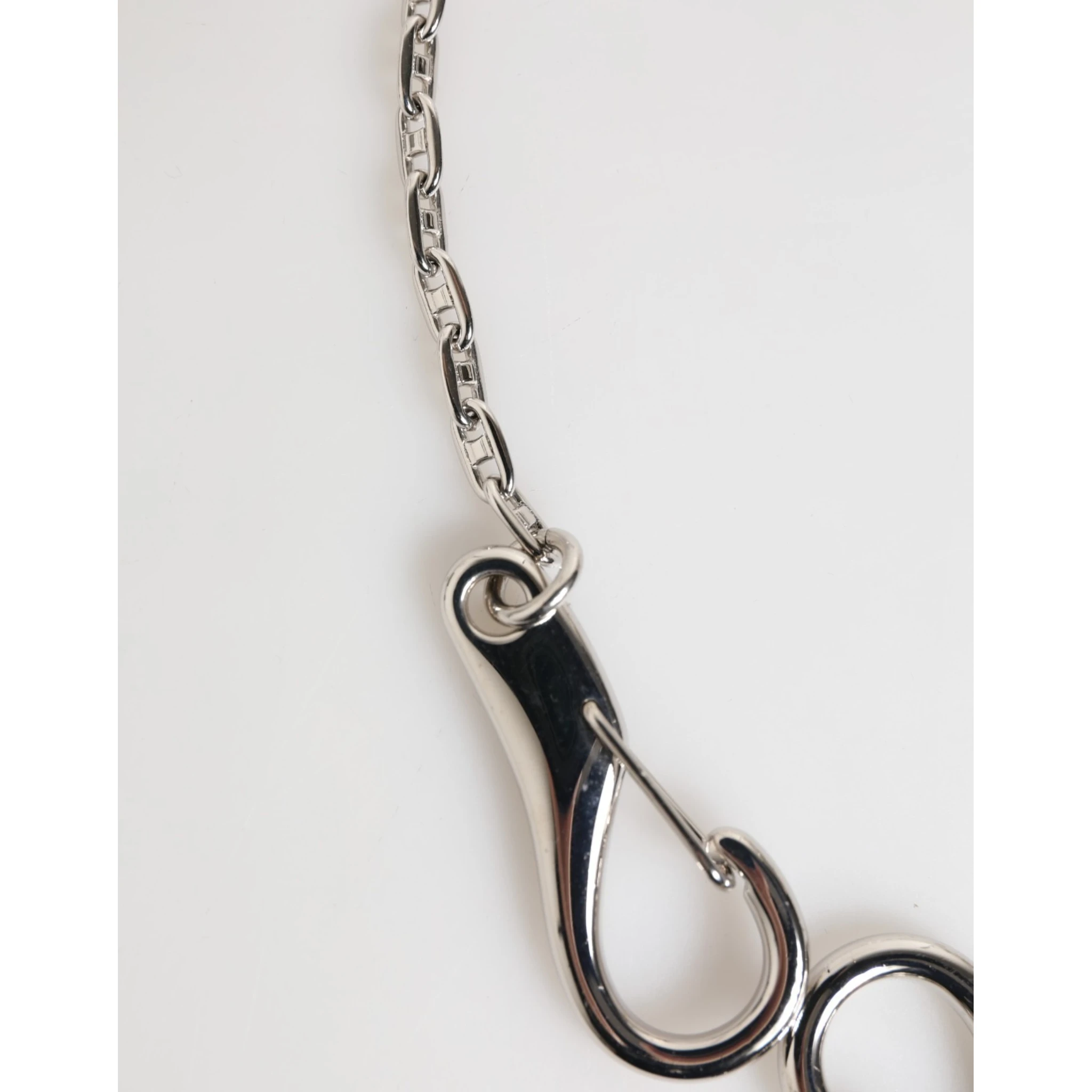 Silver Tone DG Logo Keychain Key Holder Bag Charm Keyring