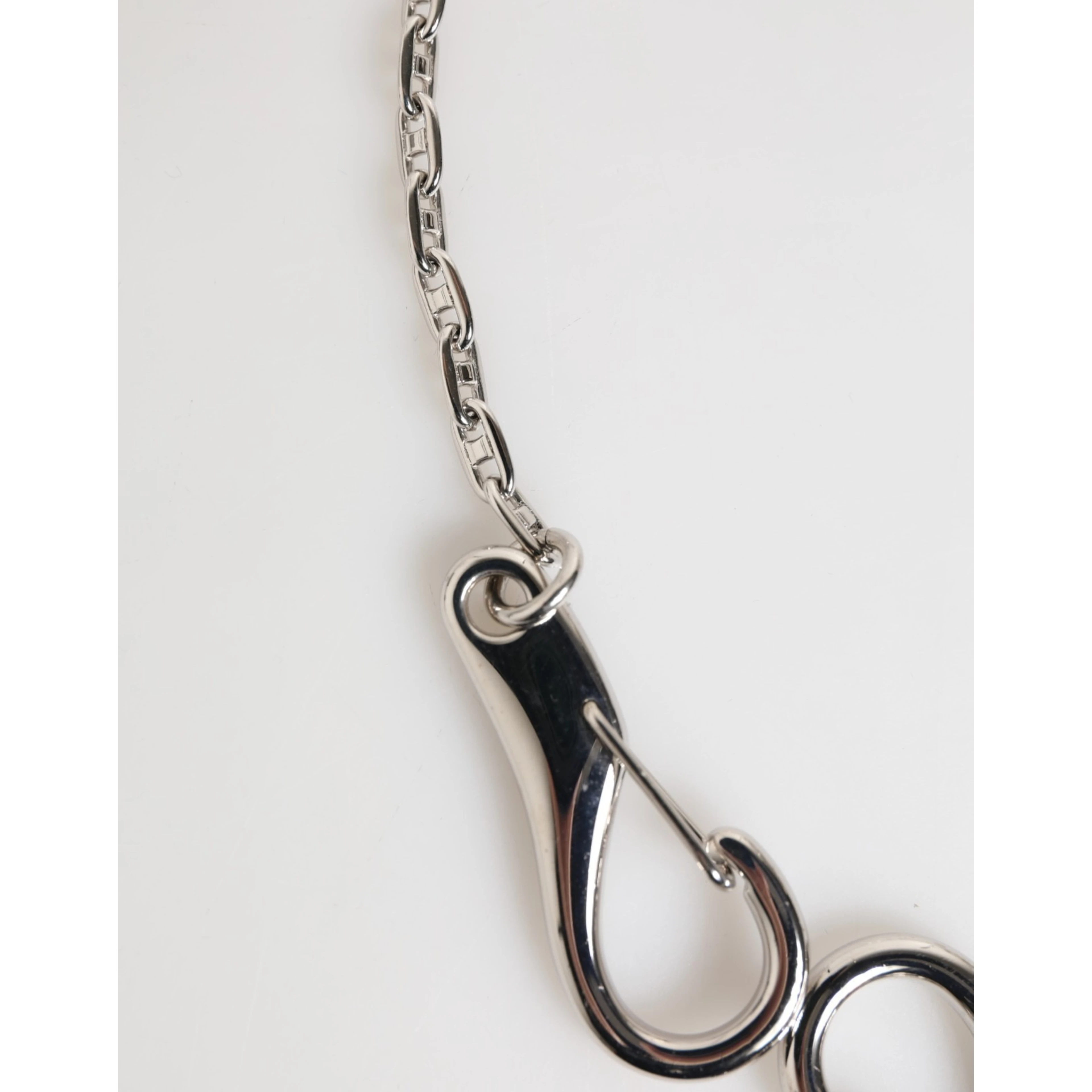Silver Tone DG Logo Keychain Key Holder Bag Charm Keyring