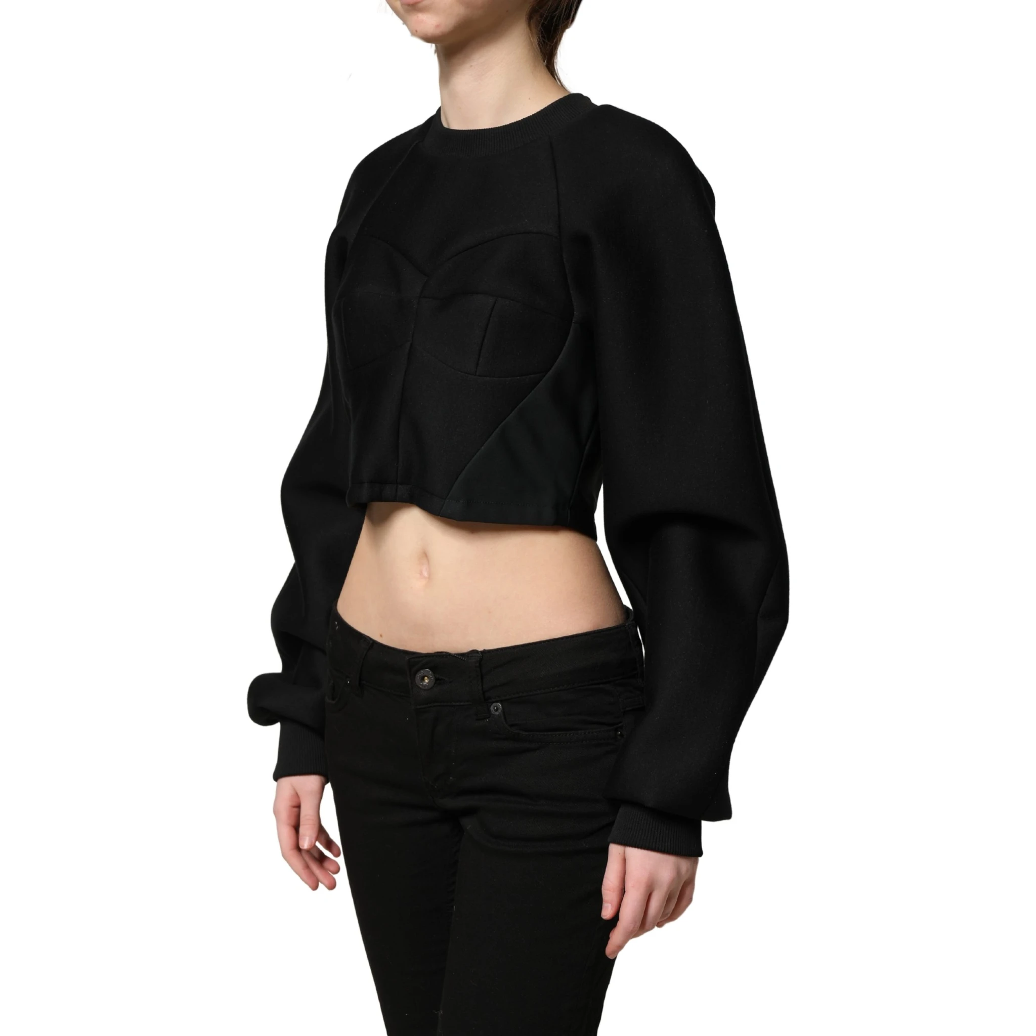 Black Cropped ZipperBack Sweatshirt Sweater