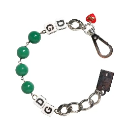 Silver Brass Chain Dice DG Logo EmbellishedCharm Bracelet