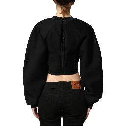 Black Cropped ZipperBack Sweatshirt Sweater