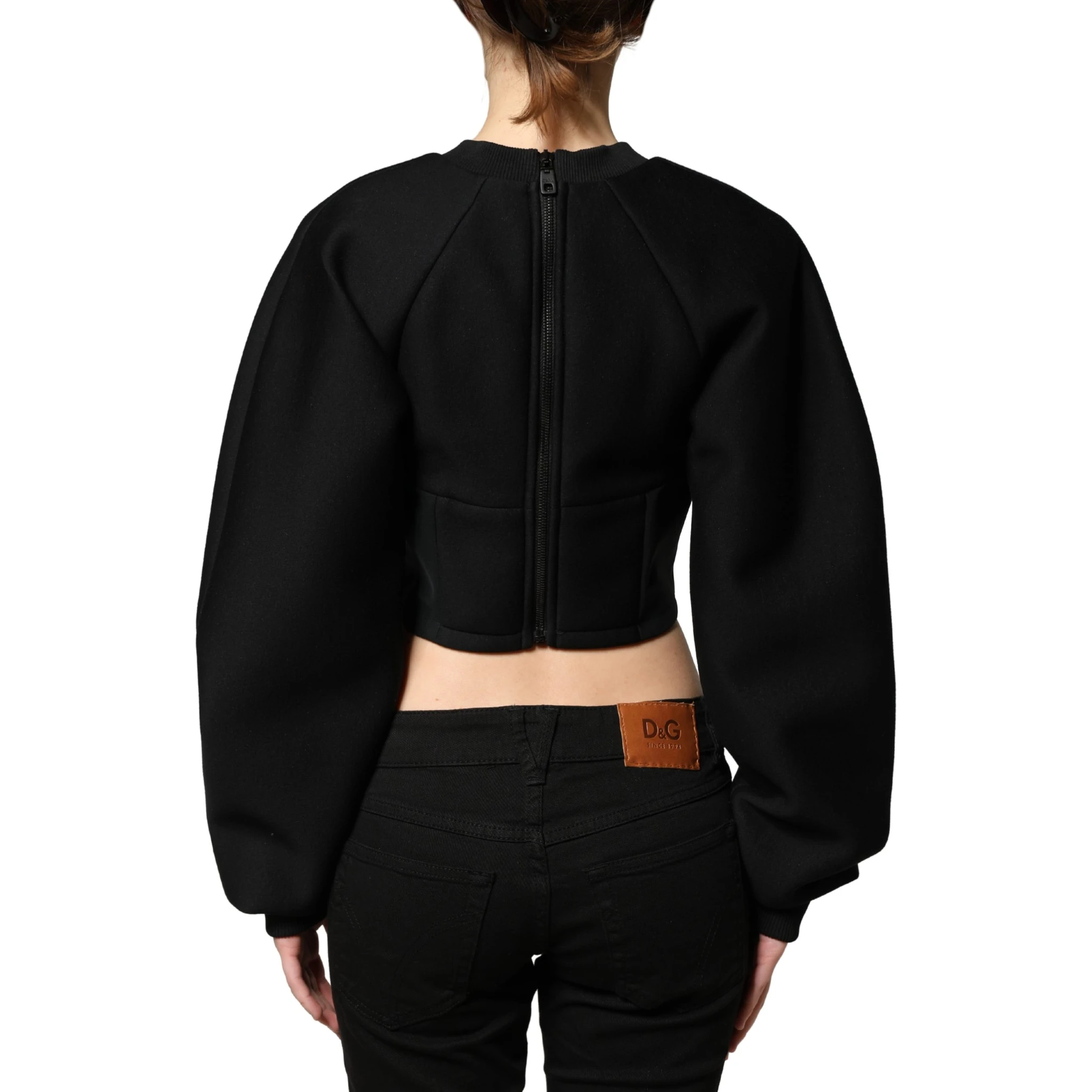 Black Cropped ZipperBack Sweatshirt Sweater