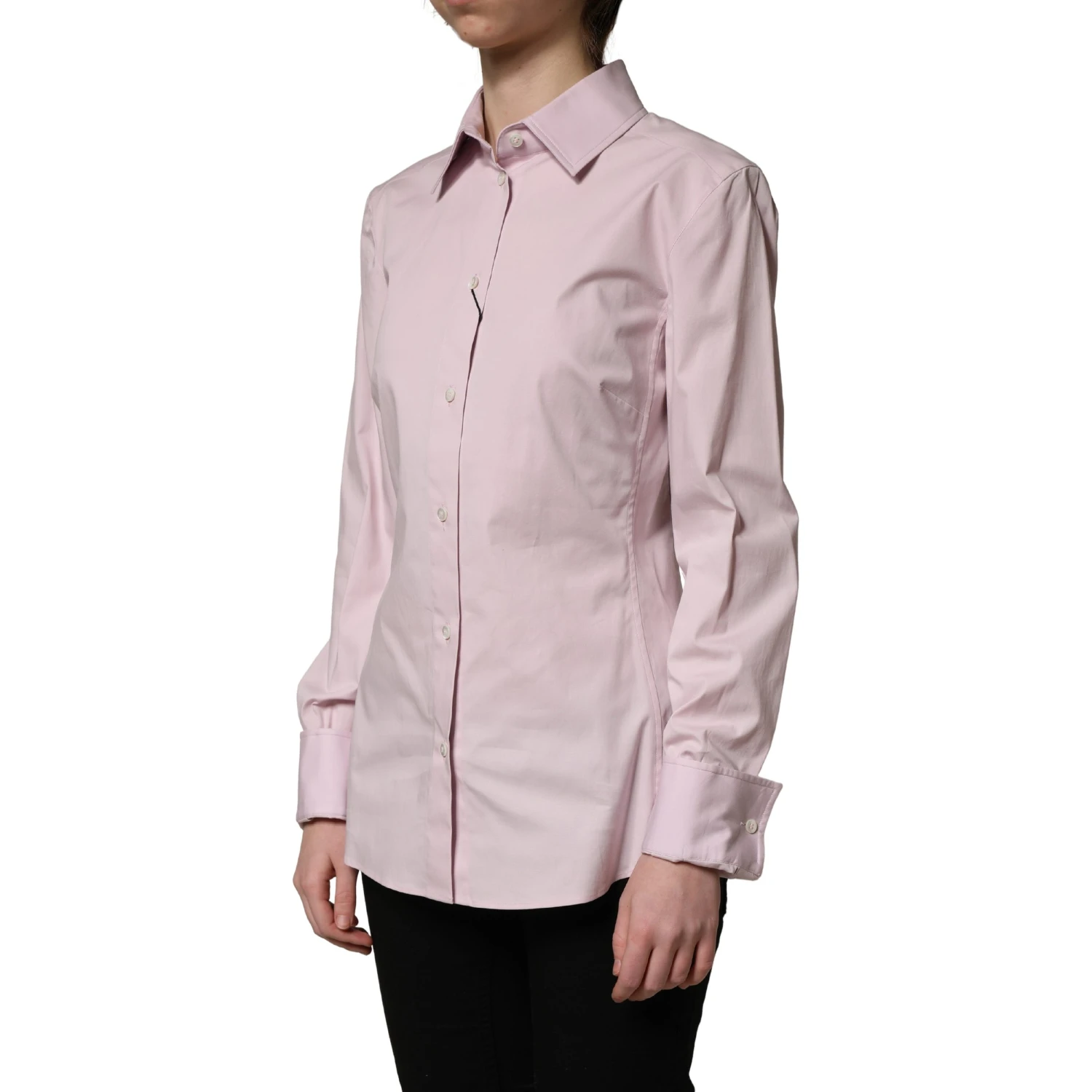 Pink Cotton Long Sleeves Collared Shirt Top