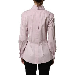 Pink Cotton Long Sleeves Collared Shirt Top