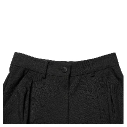 Black Wool High Waist Cropped Trouser Pants