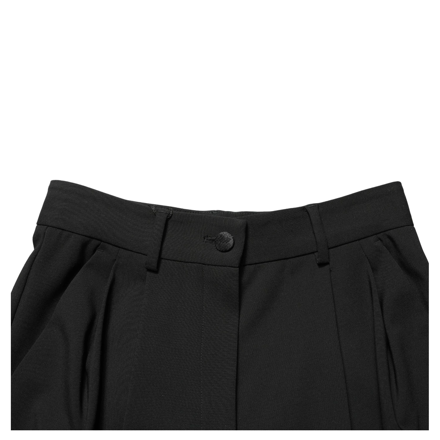 Black Wool High Waist Cropped Trouser Pants