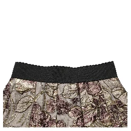 Multicolor Floral Jacquard A-LineMini Skirt
