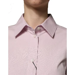 Pink Cotton Long Sleeves Collared Shirt Top