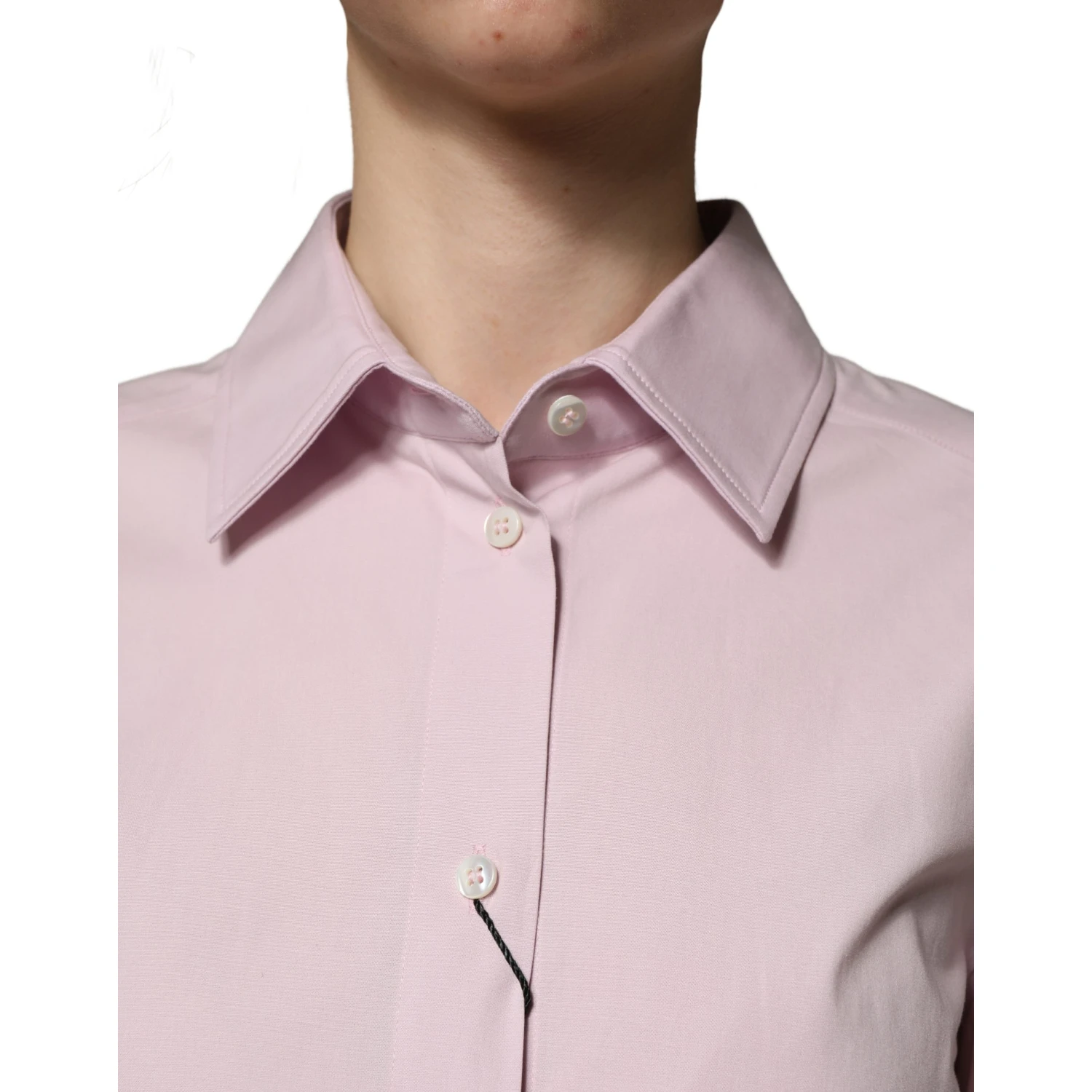 Pink Cotton Long Sleeves Collared Shirt Top