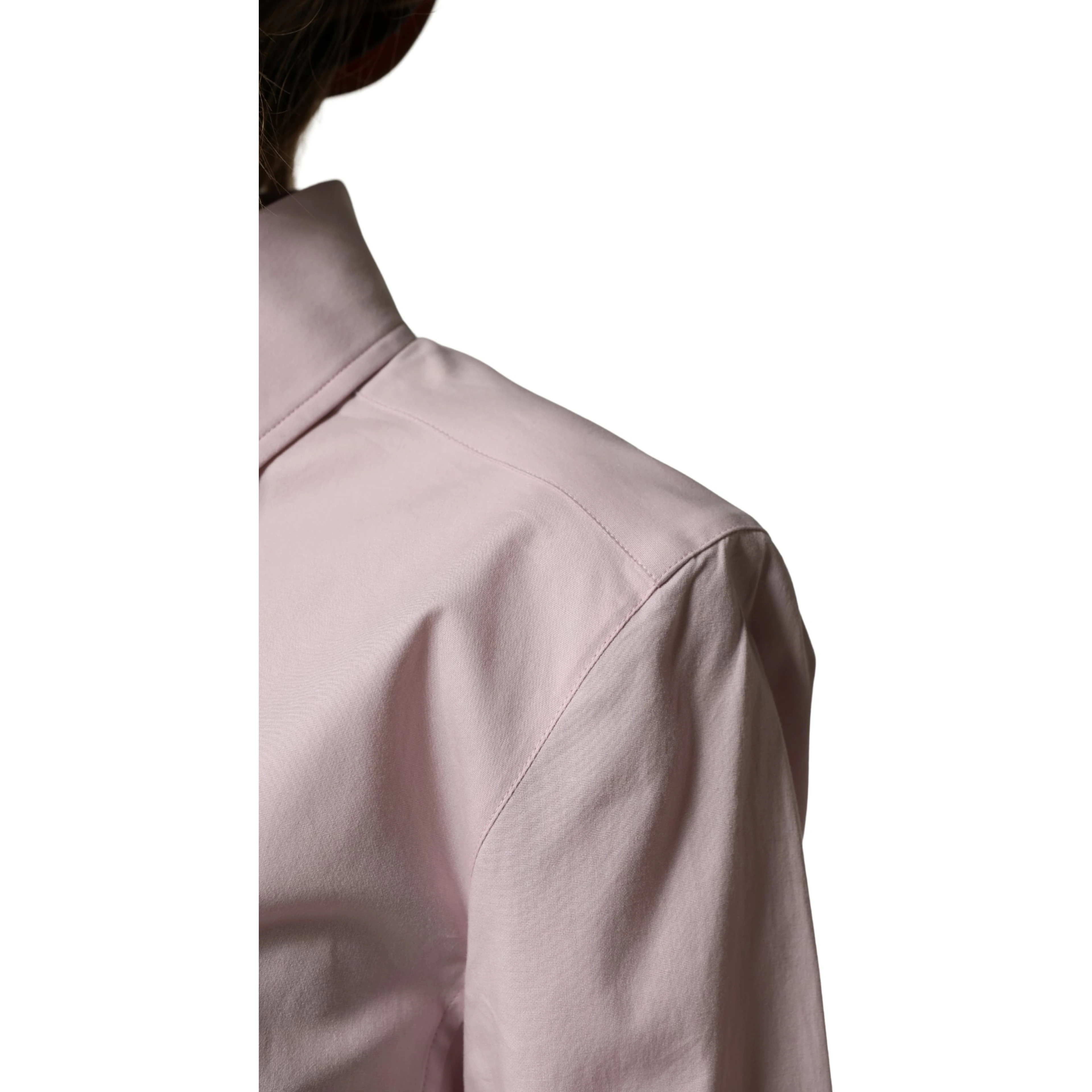 Pink Cotton Long Sleeves Collared Shirt Top