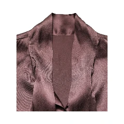 Violet Satin Long Sleeve Ascot Tie Shirt Top
