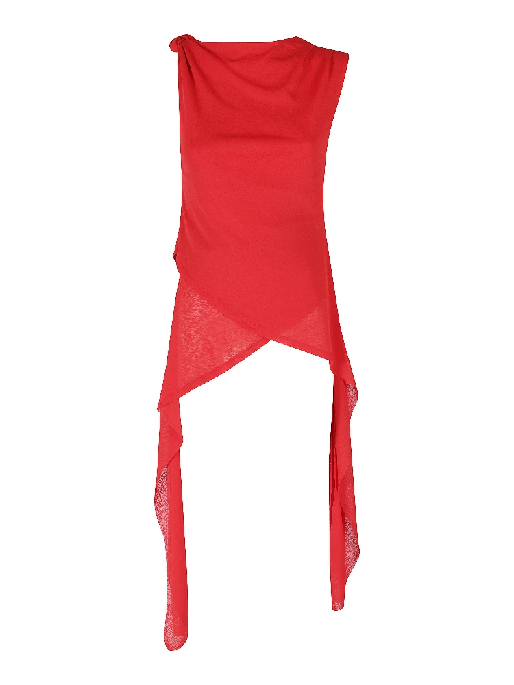 MARL MESH DRAPED KNOT DETAILING LONG DRESS