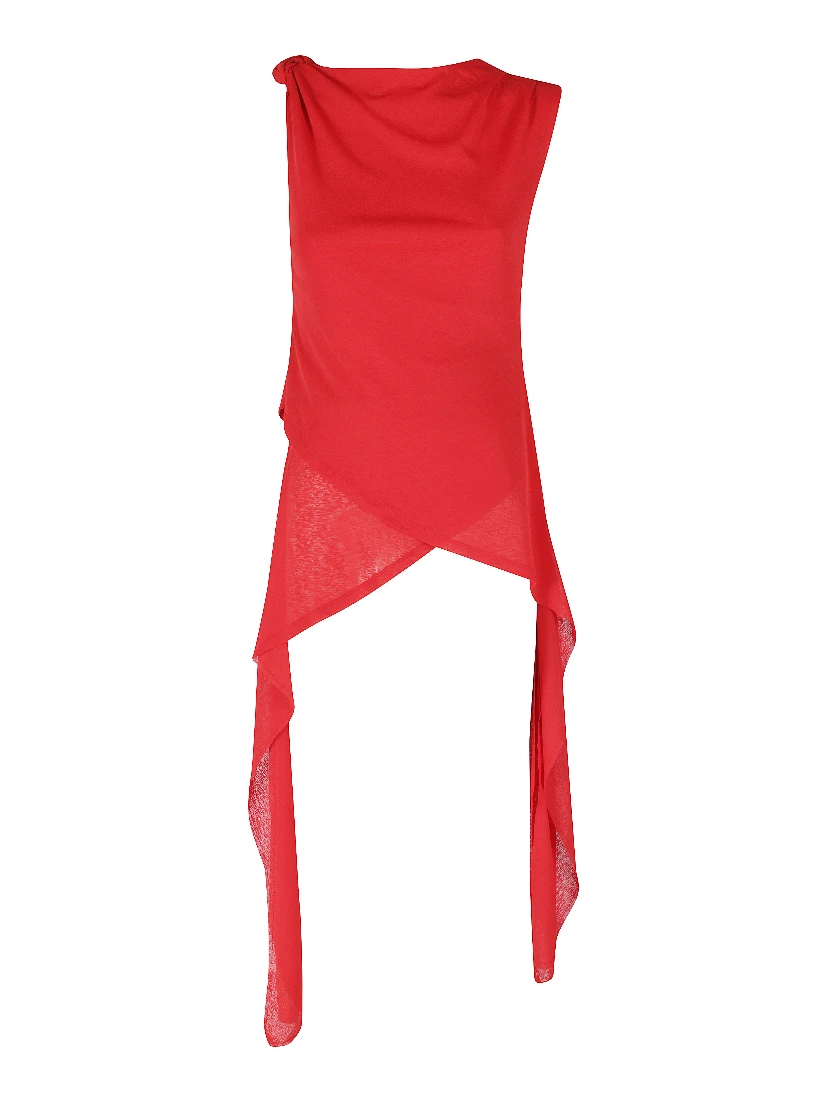 MARL MESH DRAPED KNOT DETAILING LONG DRESS