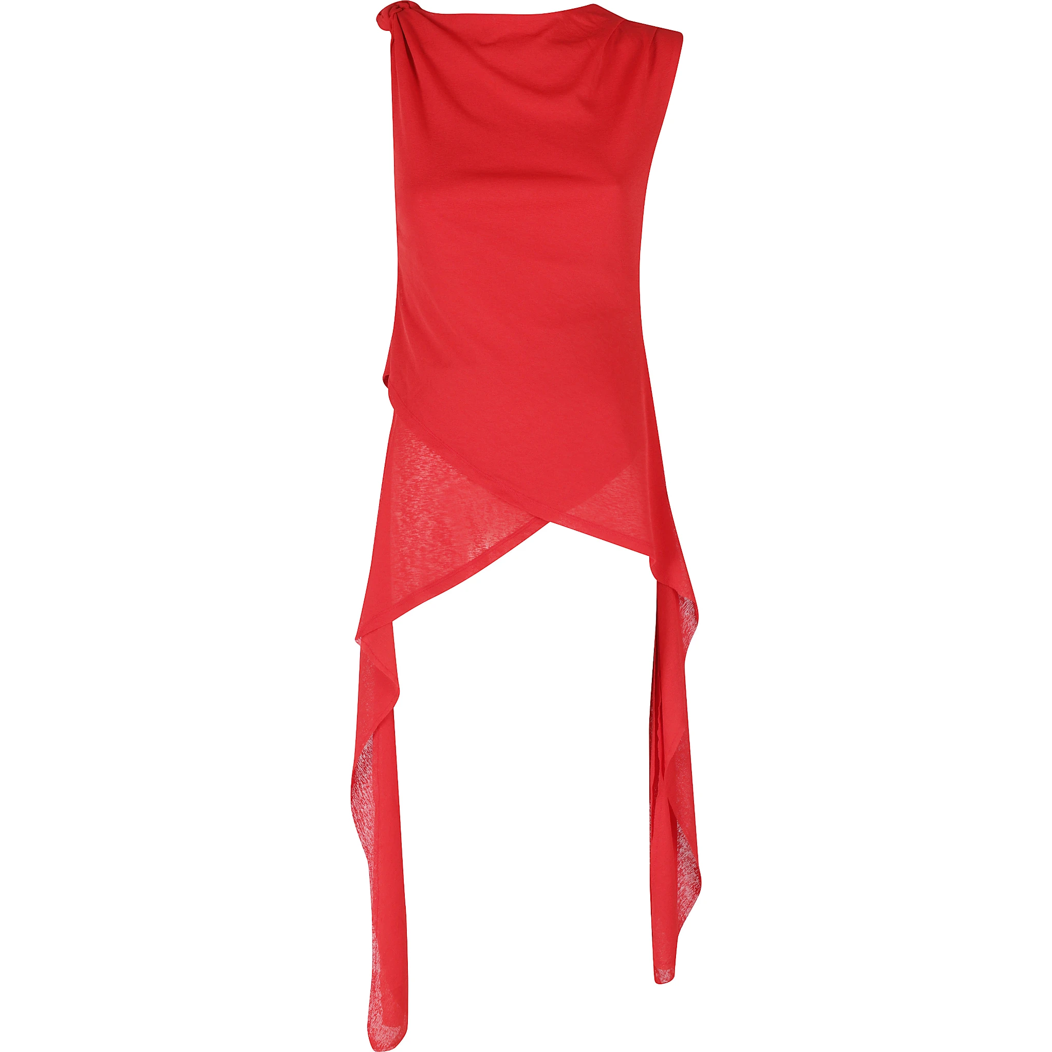 MARL MESH DRAPED KNOT DETAILING LONG DRESS