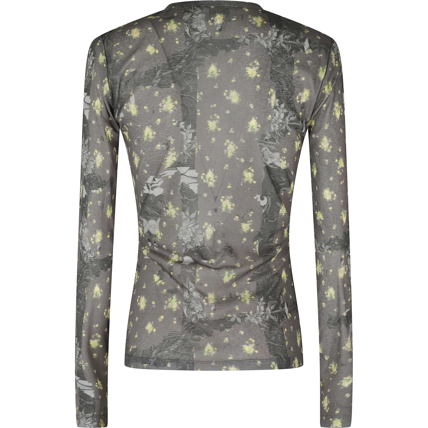 PRINTED MARL MESH LONG SLEEVE TOP