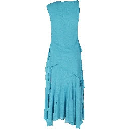 MARL MESH DRAPED KNOT DETAILING LONG DRESS