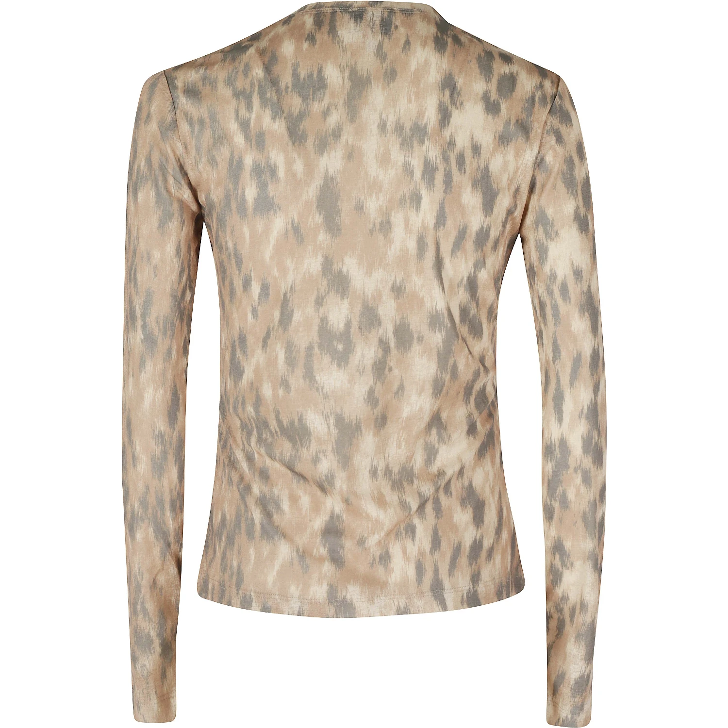 PRINTED MARL MESH LONG SLEEVE TOP