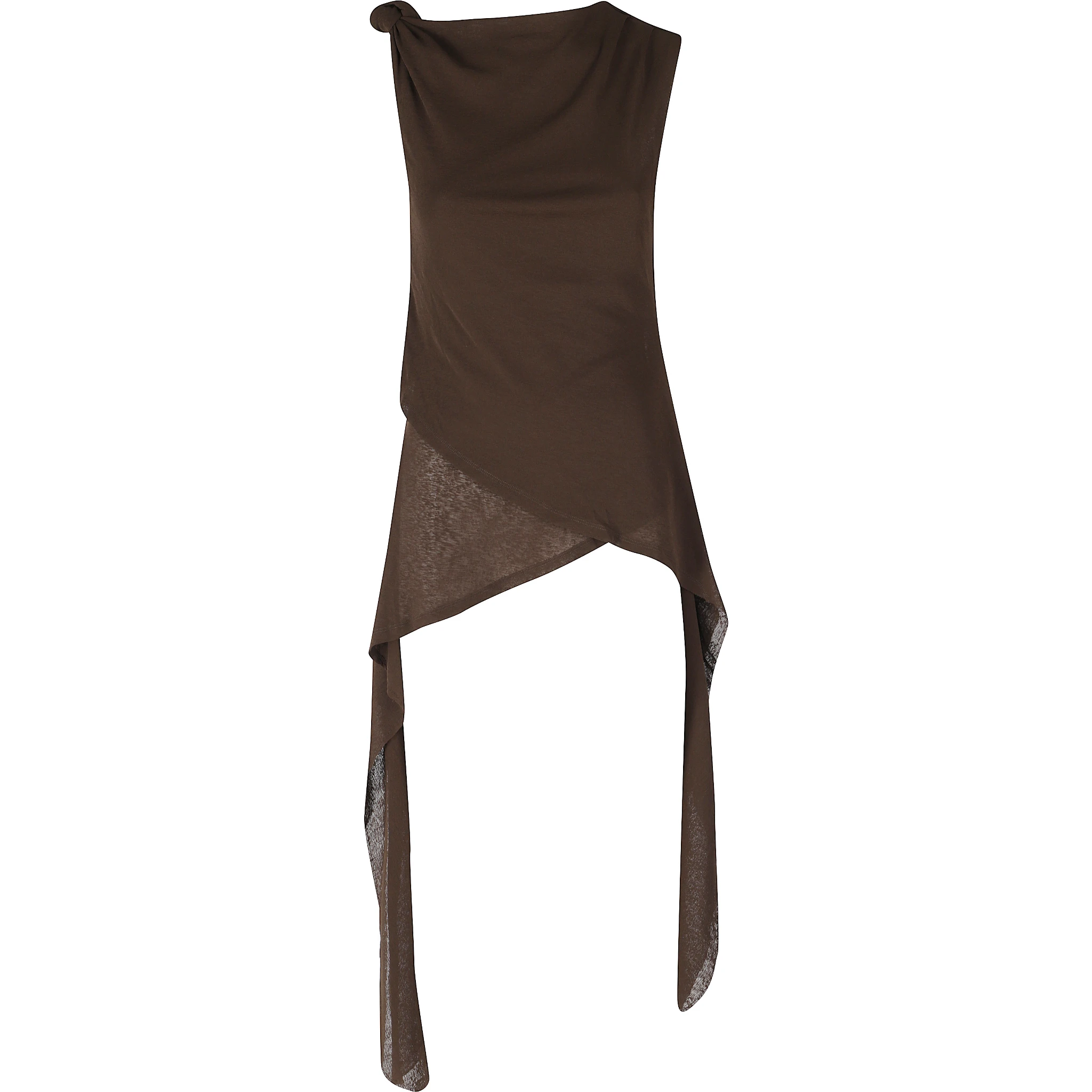MARL MESH DRAPED KNOT DETAILING LONG DRESS