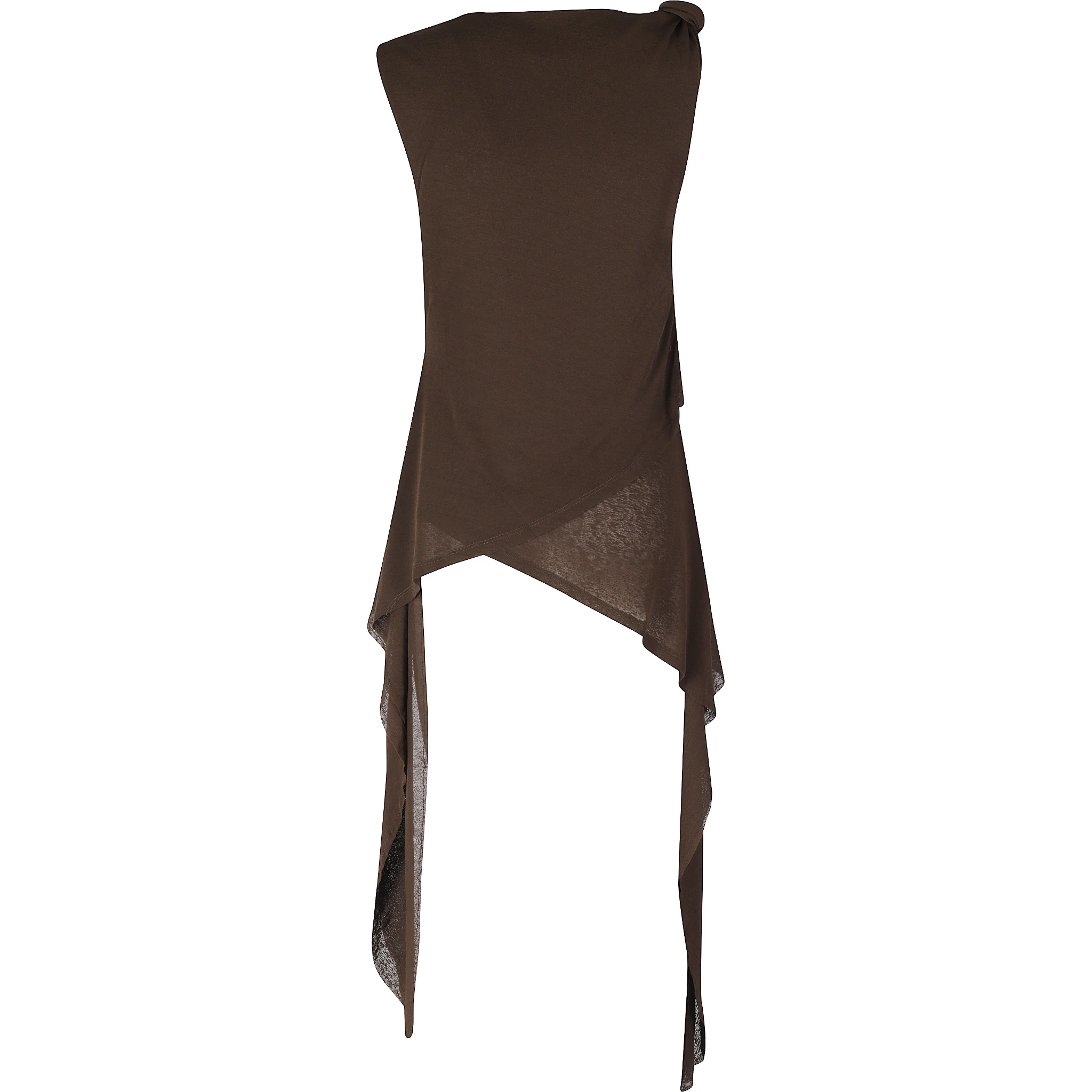 MARL MESH DRAPED KNOT DETAILING LONG DRESS