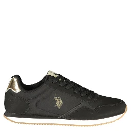 Black Polyester Athletic Sneakers