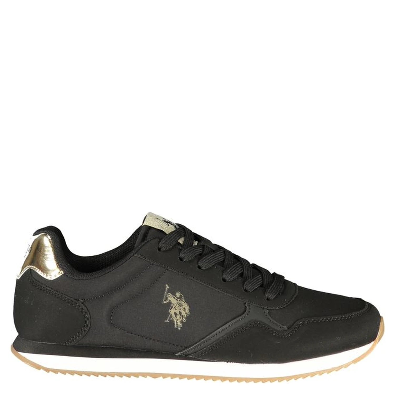 Black Polyester Athletic Sneakers