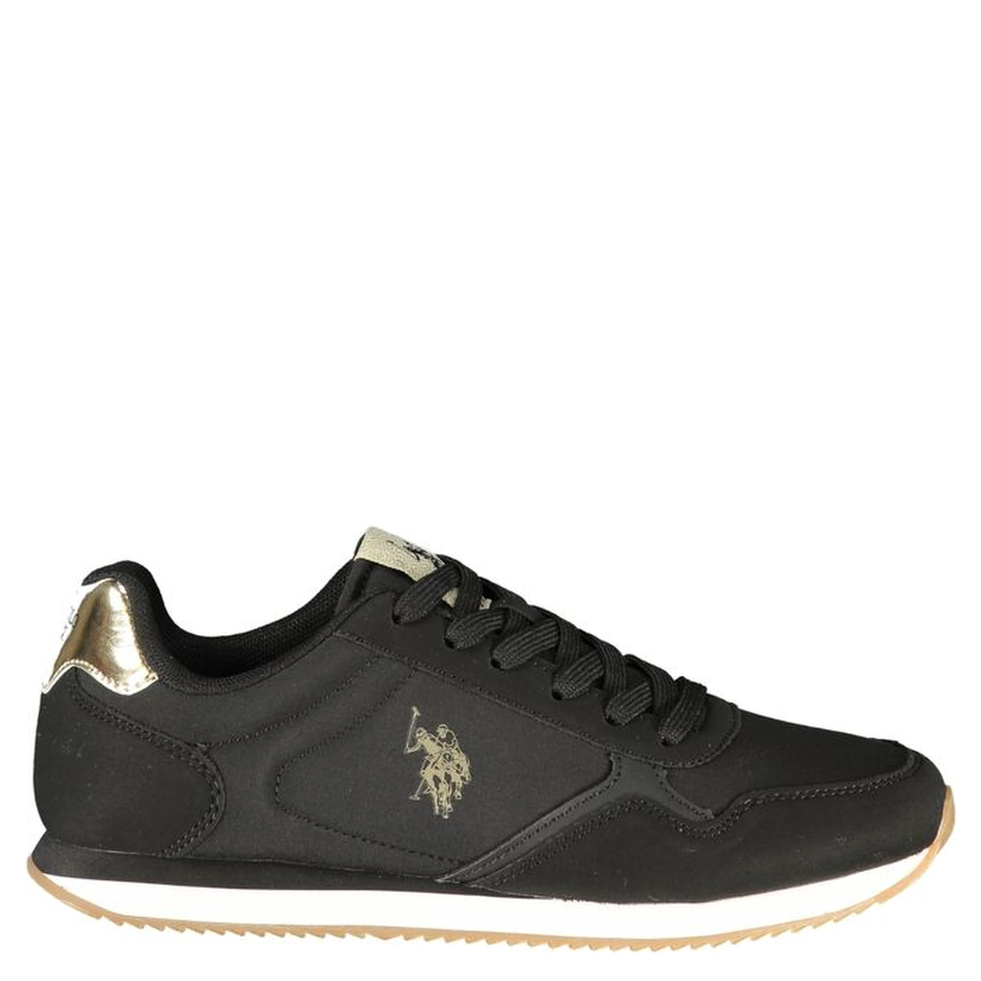 Black Polyester Athletic Sneakers