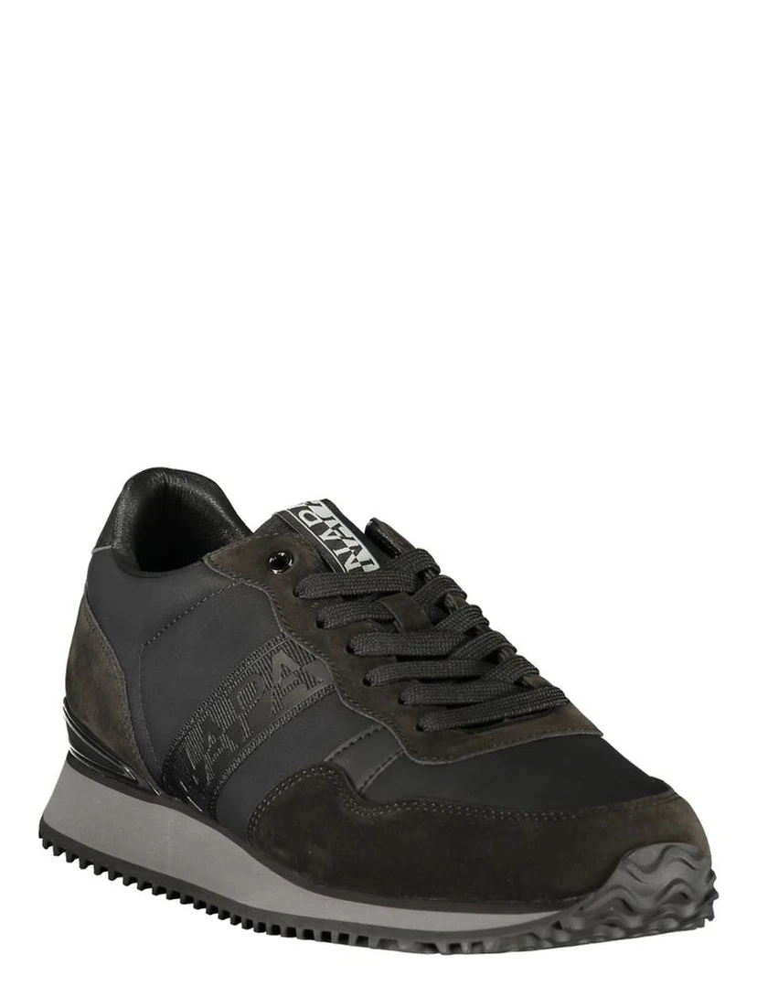 Black Polyester Athletic Sneakers