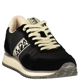 Black Polyester Athletic Sneakers